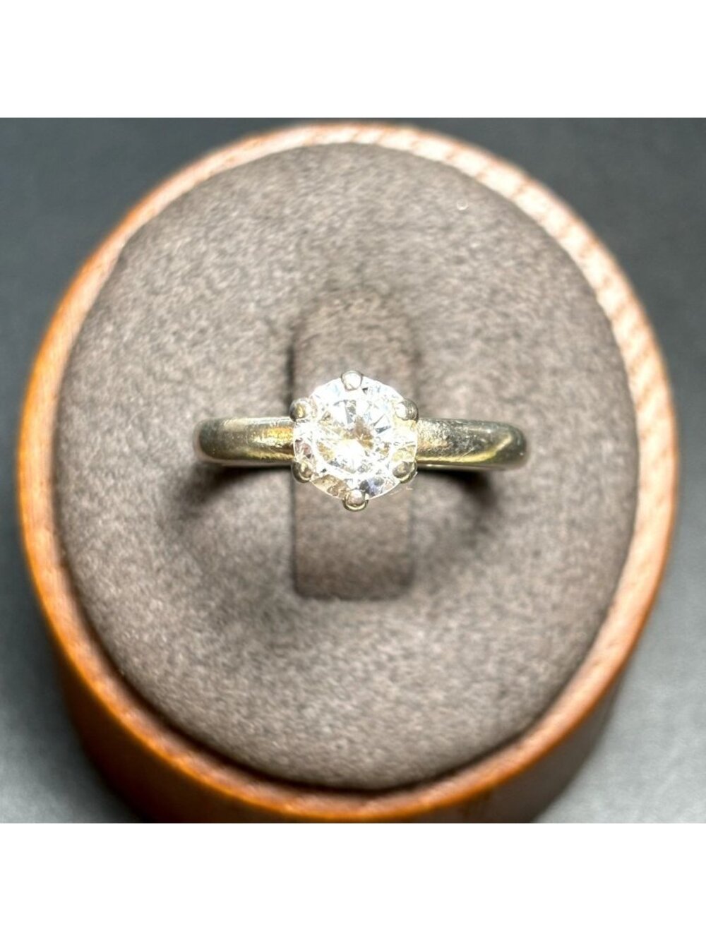 Cubic Zirconia Prong Set 2.25mm Band Ring VTG Sterling Silver 925 Size 7.25